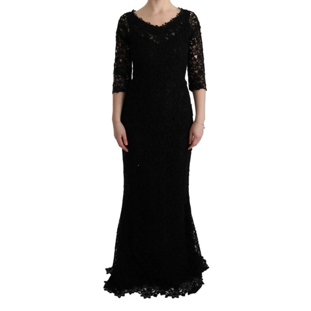 Elegant Black Lace Evening Gown